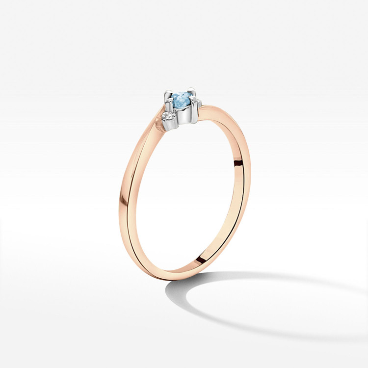 Pierścionek z różowego złota z topazem Swiss - próba 585 0,167CT PV-205CT