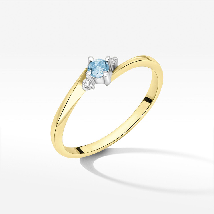 Pierścionek z żółtego złota z topazem Swiss - próba 585 0,167CT PV-205AT
