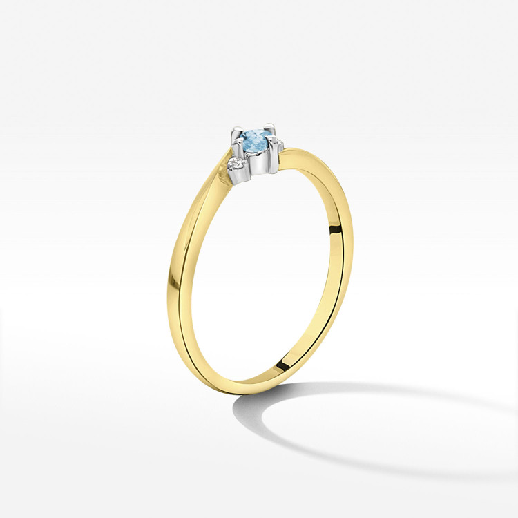 Pierścionek z żółtego złota z topazem Swiss - próba 585 0,167CT PV-205AT