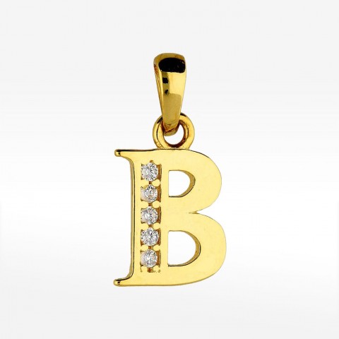 Złota literka B z cyrkoniami