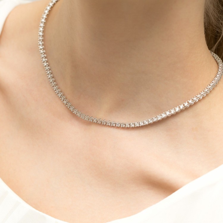Naszyjnik z białego złota z diamentami - próba 585 6,90CT N35494