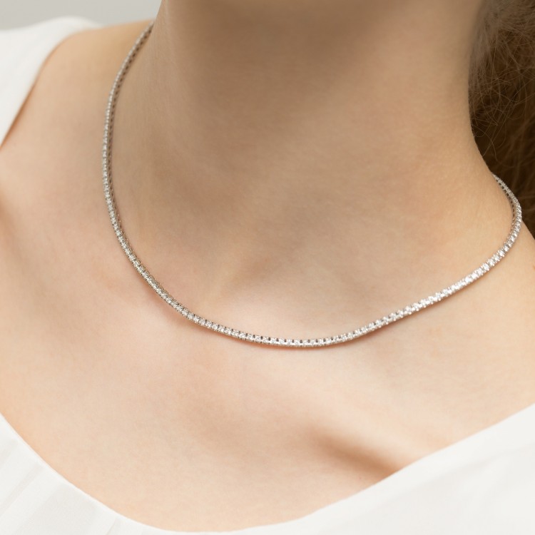 Naszyjnik z białego złota z diamentami - próba 585 4,56CT N45056