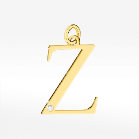 Zawieszka z żółtego złota z diamentem - próba 585 0,005CT LITERKA Z