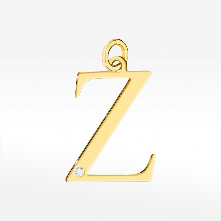 Zawieszka z żółtego złota z diamentem - próba 585 0,005CT LITERKA Z