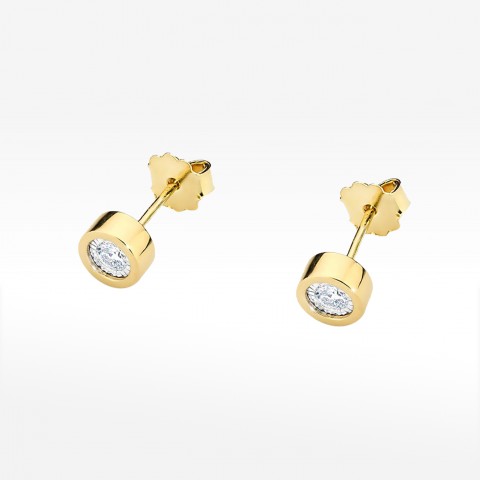 Kolczyki z żółtego złota z diamentem - próba 585 0,16CT KO-081A