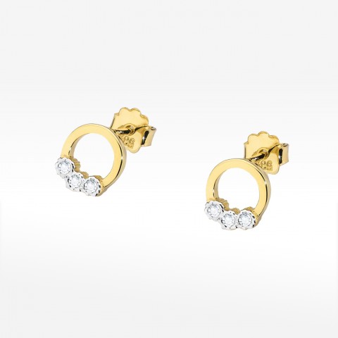 Kolczyki z żółtego złota z diamentami - próba 585 0,052CT KO-072A