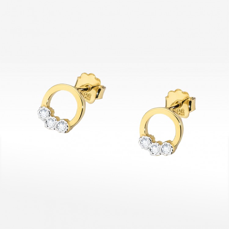 Kolczyki z żółtego złota z diamentami - próba 585 0,052CT KO-072A