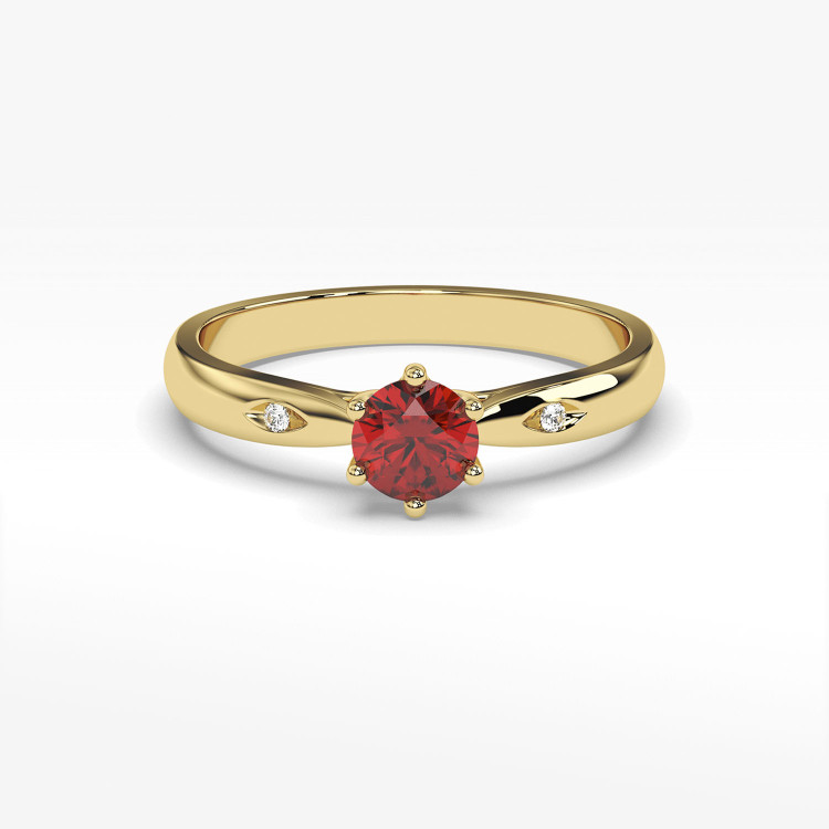 Pierścionek z żółtego złota z rubinem - próba 585 0,61CT PV-074AR