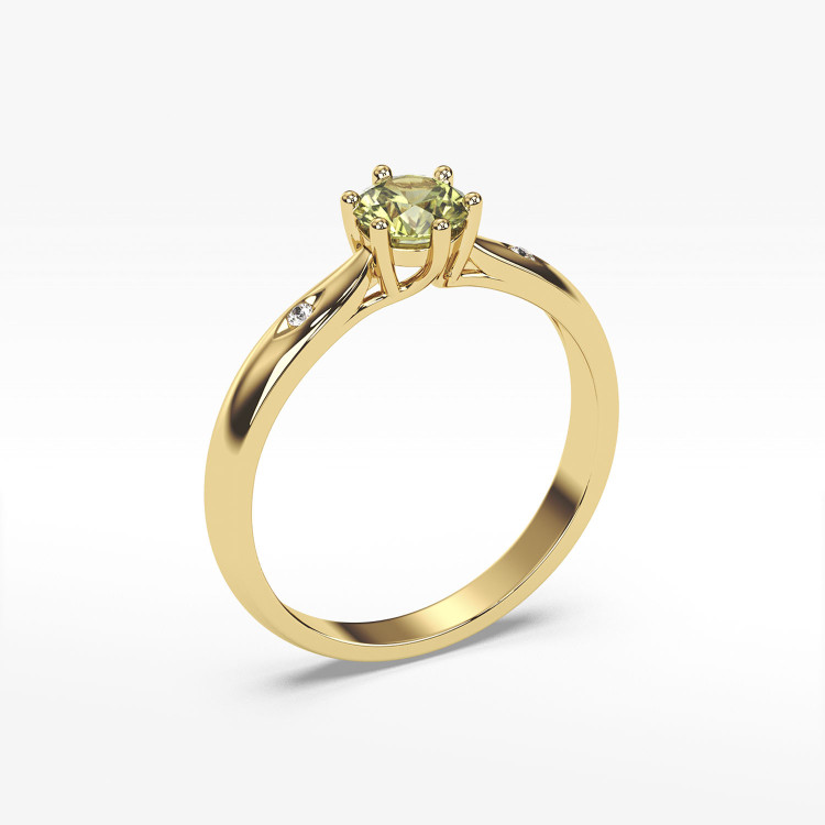 Złoty pierścionek z oliwinem