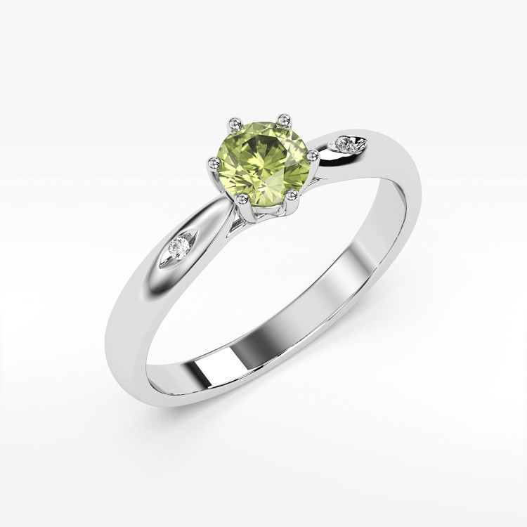 Pierścionek z białego złota z oliwinem - próba 585 0,61CT PV-074BO