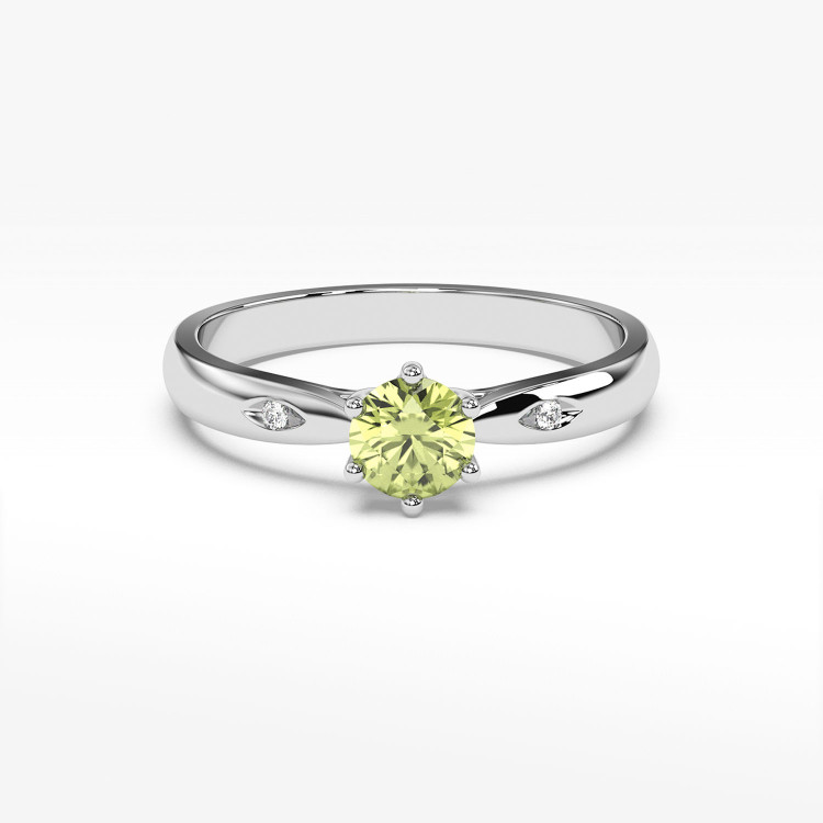 Pierścionek z białego złota z oliwinem - próba 585 0,61CT PV-074BO