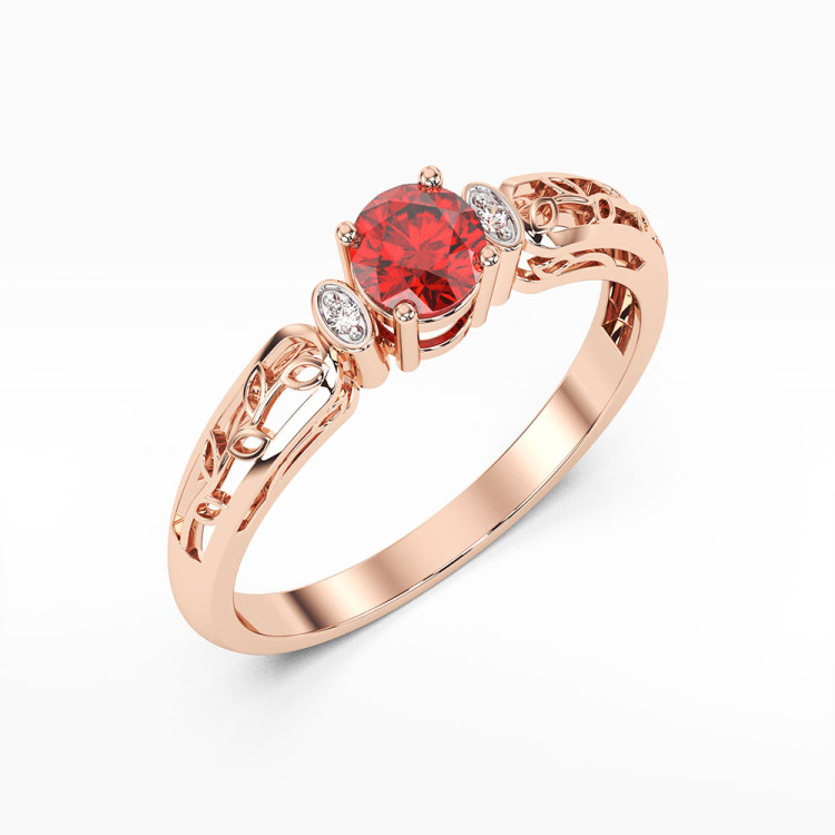 Pierścionek z różowego złota z rubinem - próba 585 0,62CT PV-038CR