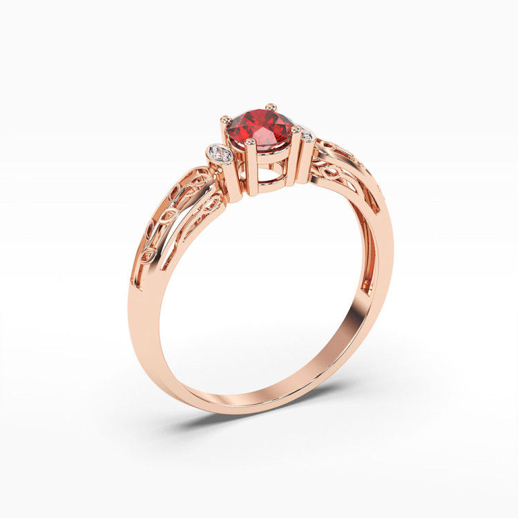 Pierścionek z różowego złota z rubinem - próba 585 0,62CT PV-038CR