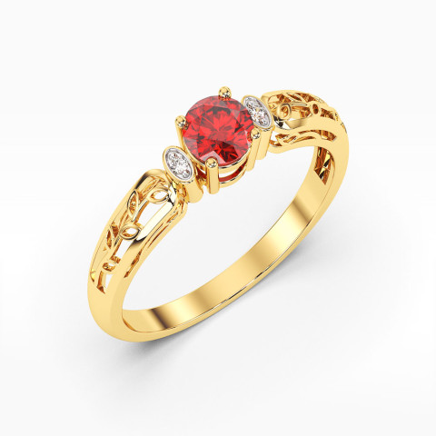 Pierścionek z żółtego złota z rubinem - próba 585 0,62CT PV-038AR