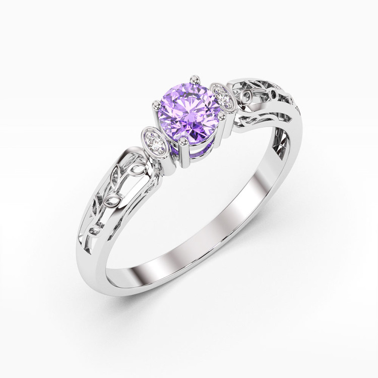 Pierścionek z białego złota z ametystem - próba 585 0,52CT PV-038BAM