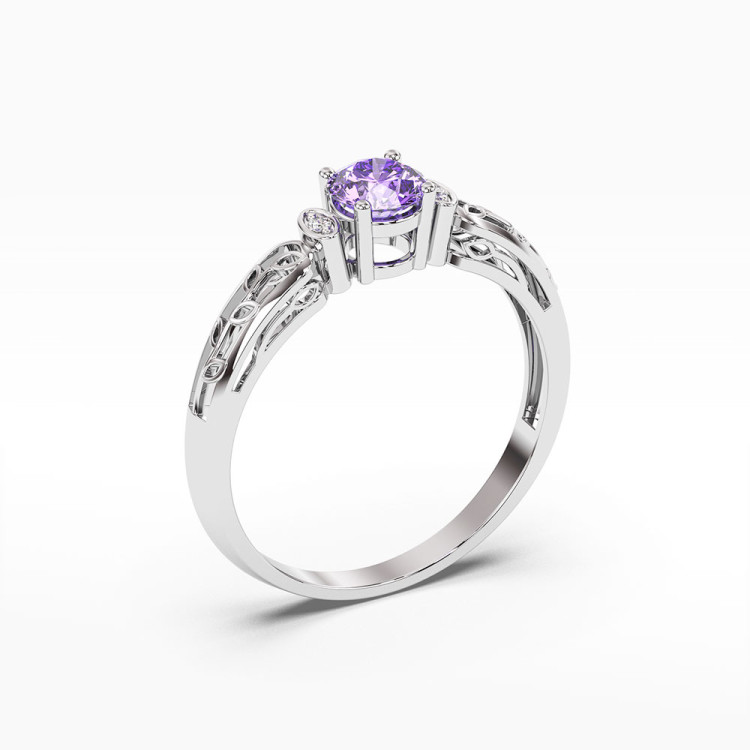Pierścionek z białego złota z ametystem - próba 585 0,52CT PV-038BAM