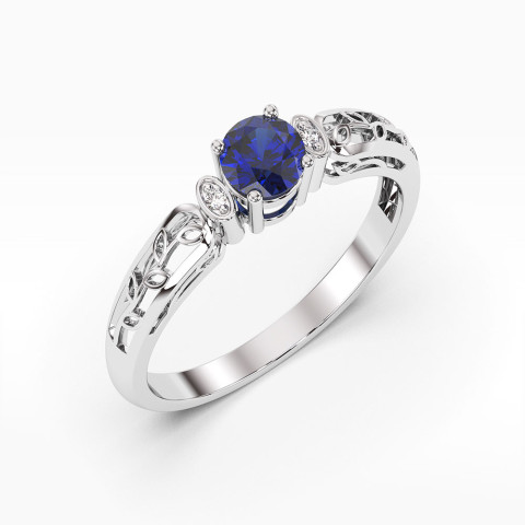 Pierścionek z białego złota z szafirem - próba 585 0,52CT PV-038BS