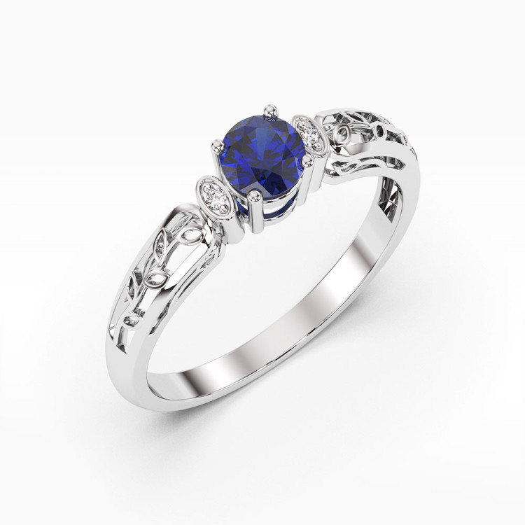 Pierścionek z białego złota z szafirem - próba 585 0,52CT PV-038BS