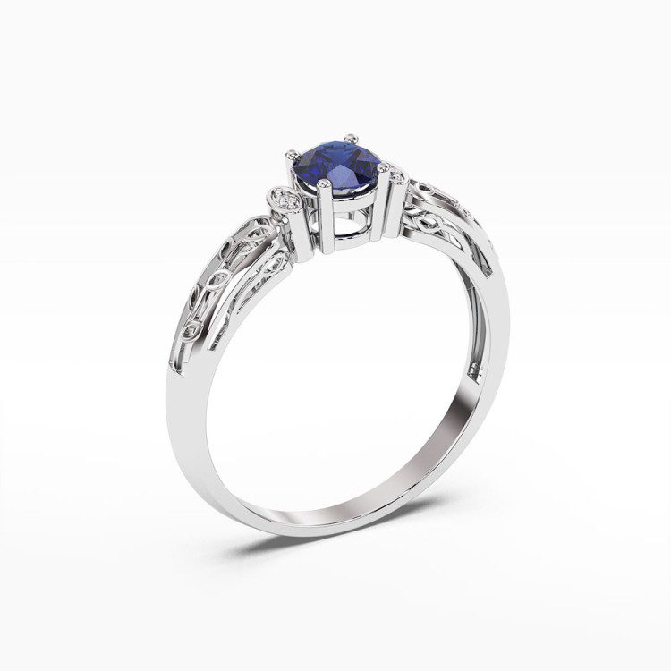 Pierścionek z białego złota z szafirem - próba 585 0,52CT PV-038BS
