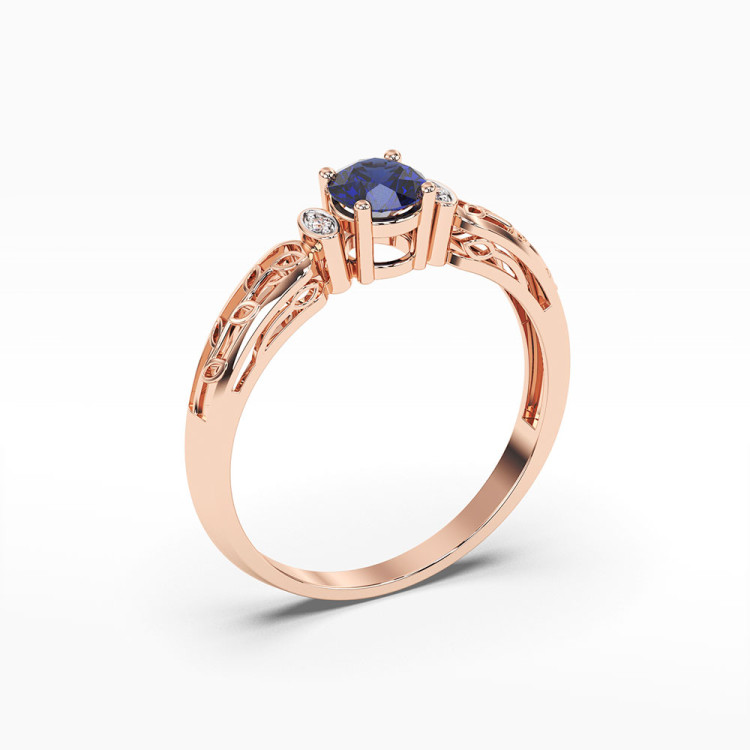 Pierścionek z różowego złota z szafirem - próba 585 0,52CT PV-038CS