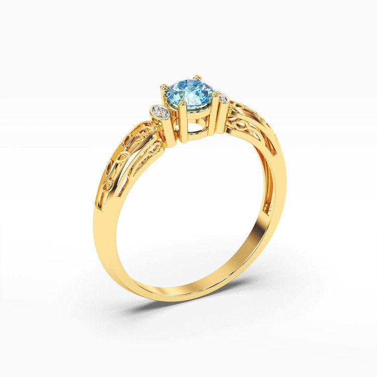 Pierścionek z żółtego złota z topazem Swiss - próba 585 0,52CT PV-038AT
