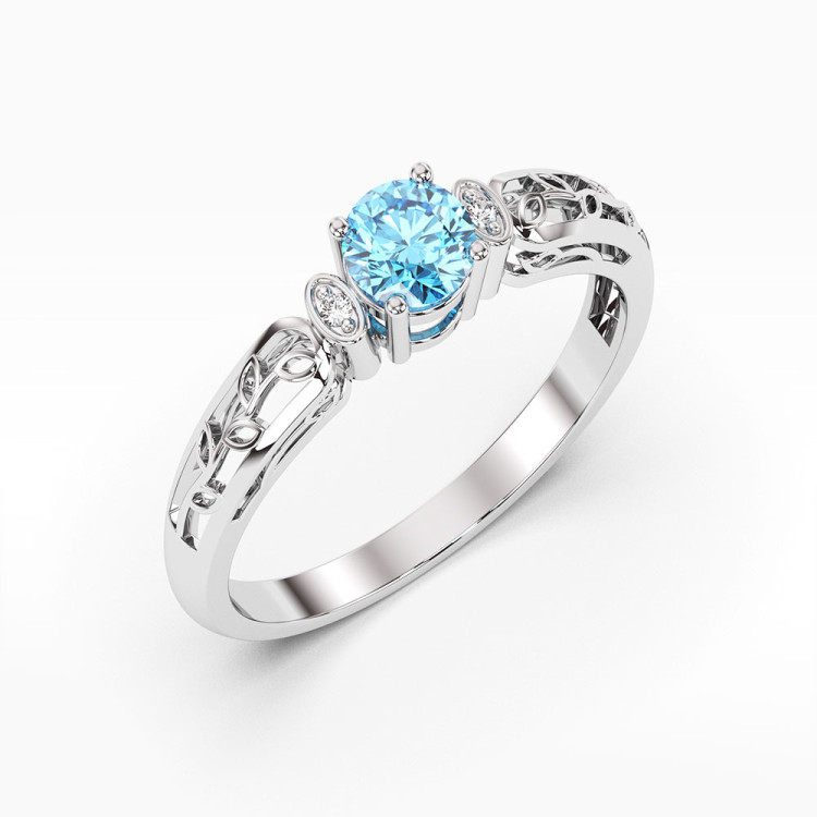 Pierścionek z białego złota z topazem Swiss - próba 585 0,52CT PV-038BT