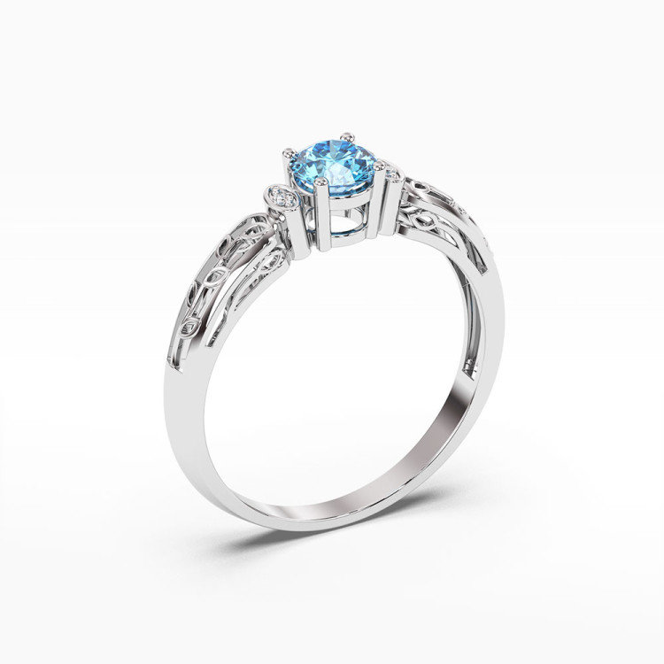 Pierścionek z białego złota z topazem Swiss - próba 585 0,52CT PV-038BT