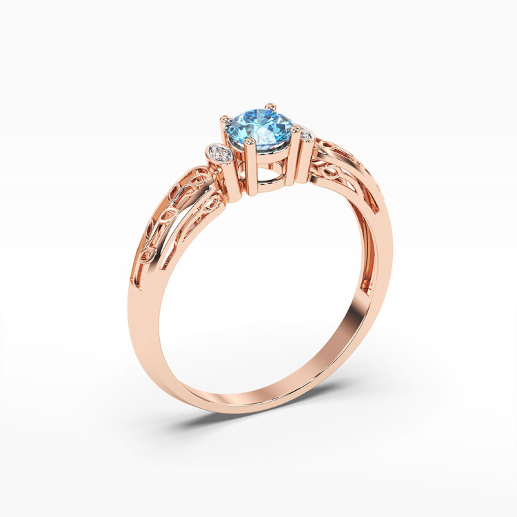 Pierścionek z różowego złota z topazem Swiss - próba 585 0,52CT PV-038CT