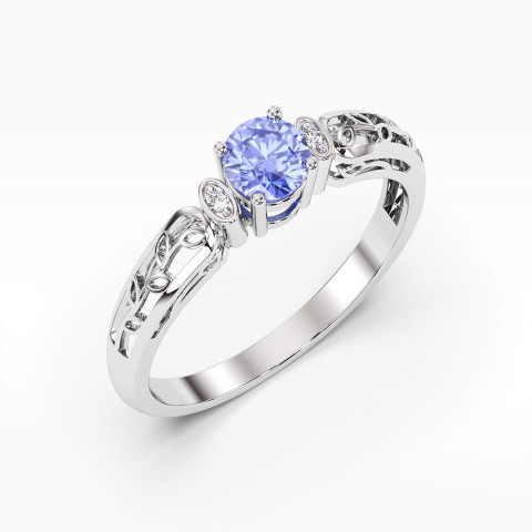 Pierścionek z białego złota z tanzanitem - próba 585 0,52CT PV-038BTAN