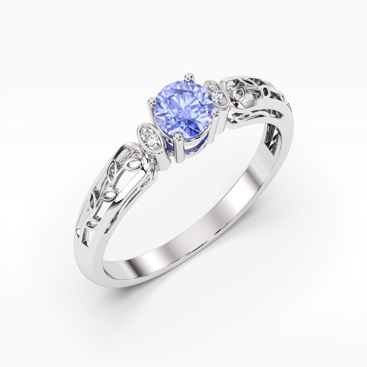 Pierścionek z białego złota z tanzanitem - próba 585 0,52CT PV-038BTAN