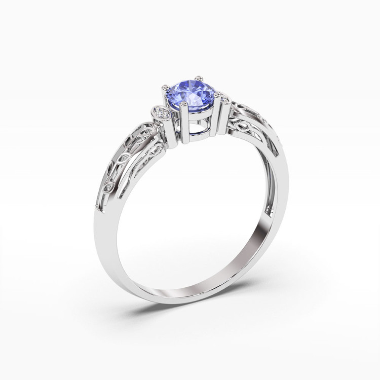 Pierścionek z białego złota z tanzanitem - próba 585 0,52CT PV-038BTAN