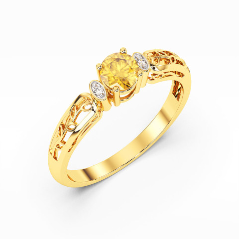 Pierścionek z żółtego złota z cytrynem - próba 585 0,52CT PV-038AC