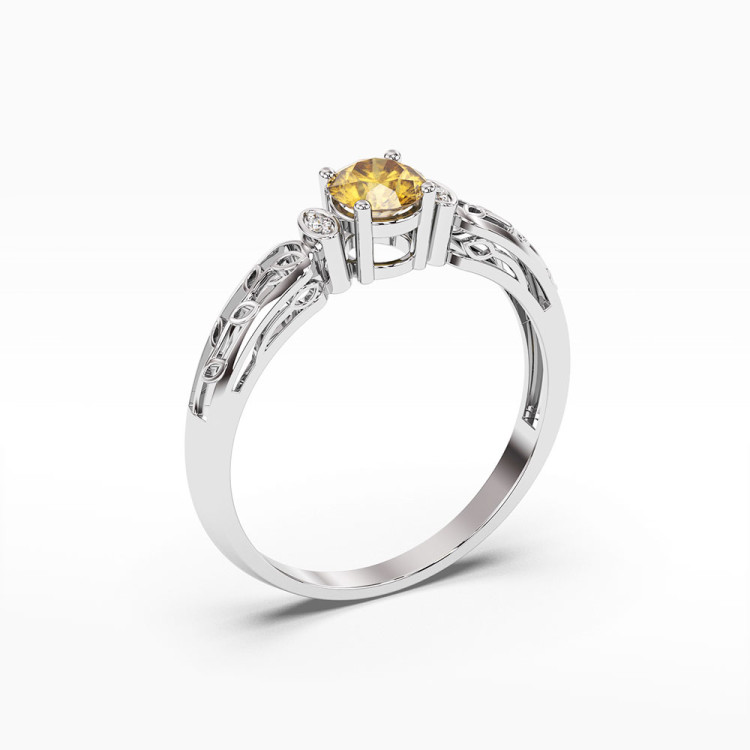 Pierścionek z białego złota z cytrynem - próba 585 0,52CT PV-038BC
