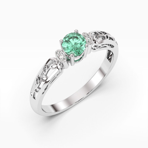 Pierścionek z białego złota ze szmaragdem - próba 585 0,52CT PV-038BSZ