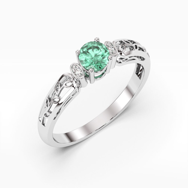 Pierścionek z białego złota ze szmaragdem - próba 585 0,52CT PV-038BSZ