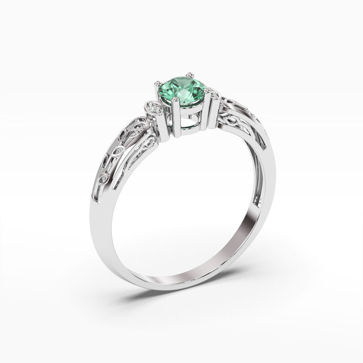 Pierścionek z białego złota ze szmaragdem - próba 585 0,52CT PV-038BSZ