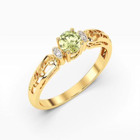 Pierścionek z żółtego złota z oliwinem - próba 585 0,62CT PV-038AOL