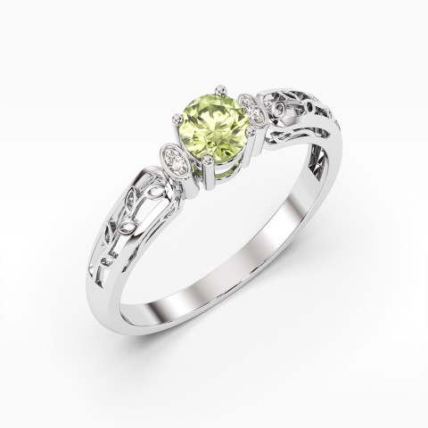 Pierścionek z białego złota z oliwinem - próba 585 0,62CT PV-038BOL