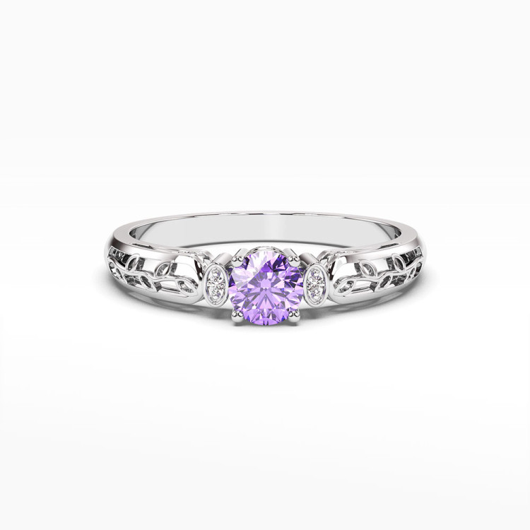 Pierścionek z białego złota z ametystem - próba 585 0,52CT PV-038BAM