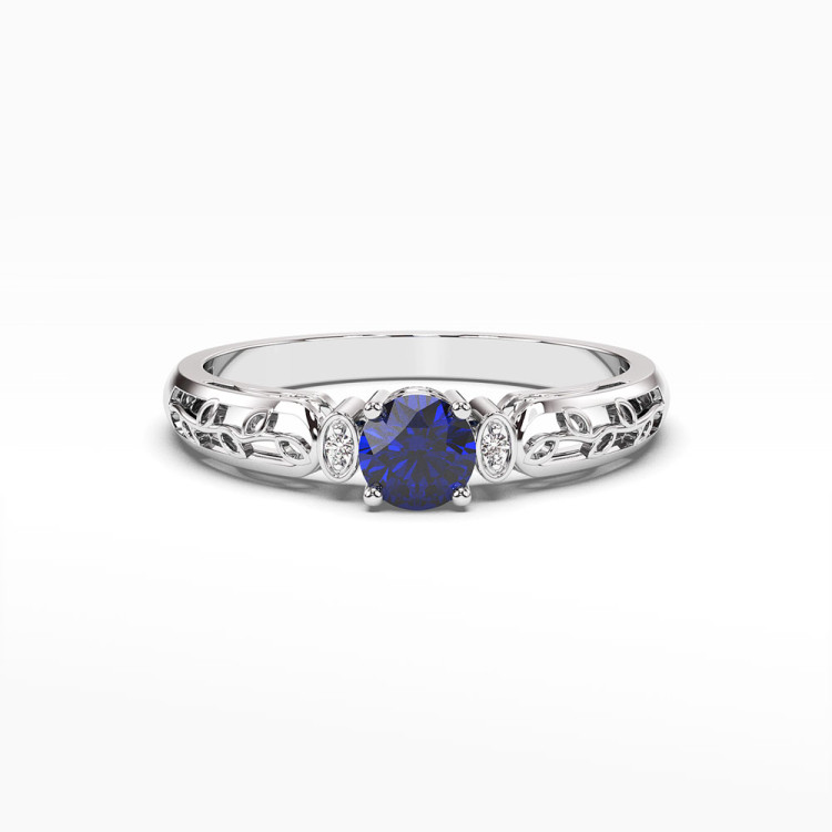 Pierścionek z białego złota z szafirem - próba 585 0,52CT PV-038BS