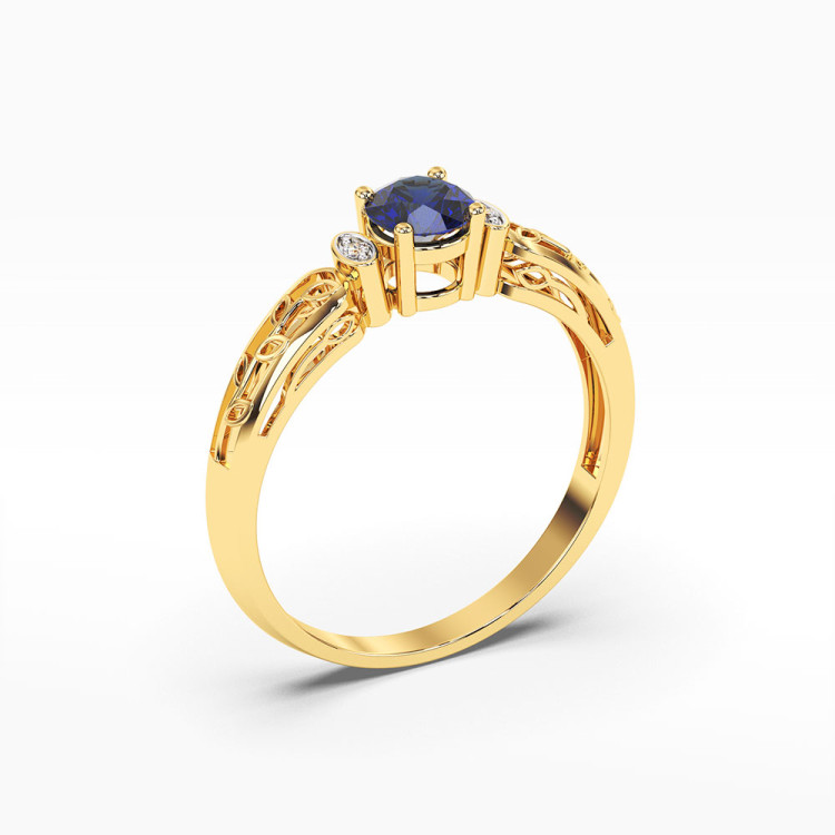 Pierścionek z żółtego złota z szafirem - próba 585 0,52CT PV-038AS