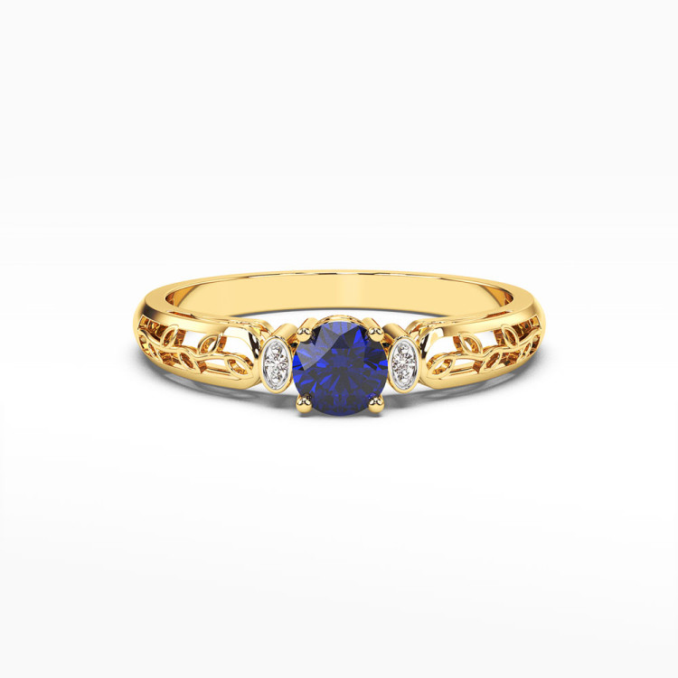 Pierścionek z żółtego złota z szafirem - próba 585 0,52CT PV-038AS