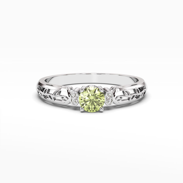 Pierścionek z białego złota z oliwinem - próba 585 0,62CT PV-038BOL