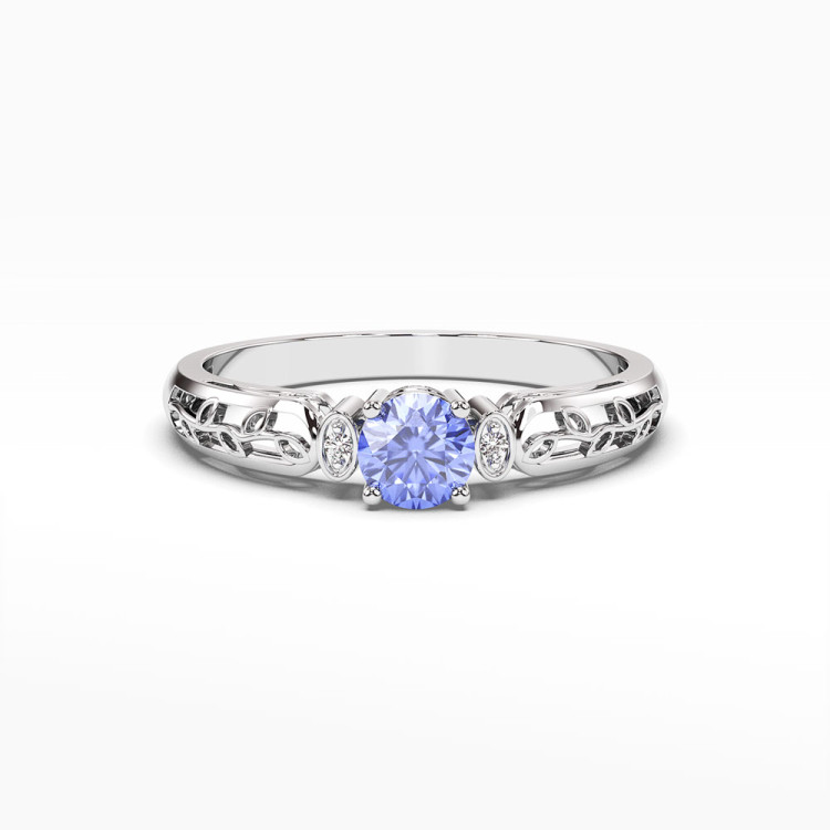 Pierścionek z białego złota z tanzanitem - próba 585 0,52CT PV-038BTAN