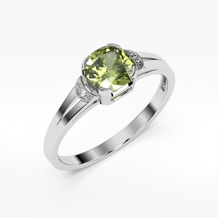 Pierścionek z białego złota z oliwinem - próba 585 1,01CT PV-041BO