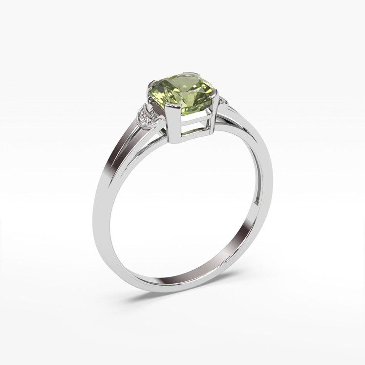 Pierścionek z białego złota z oliwinem - próba 585 1,01CT PV-041BO