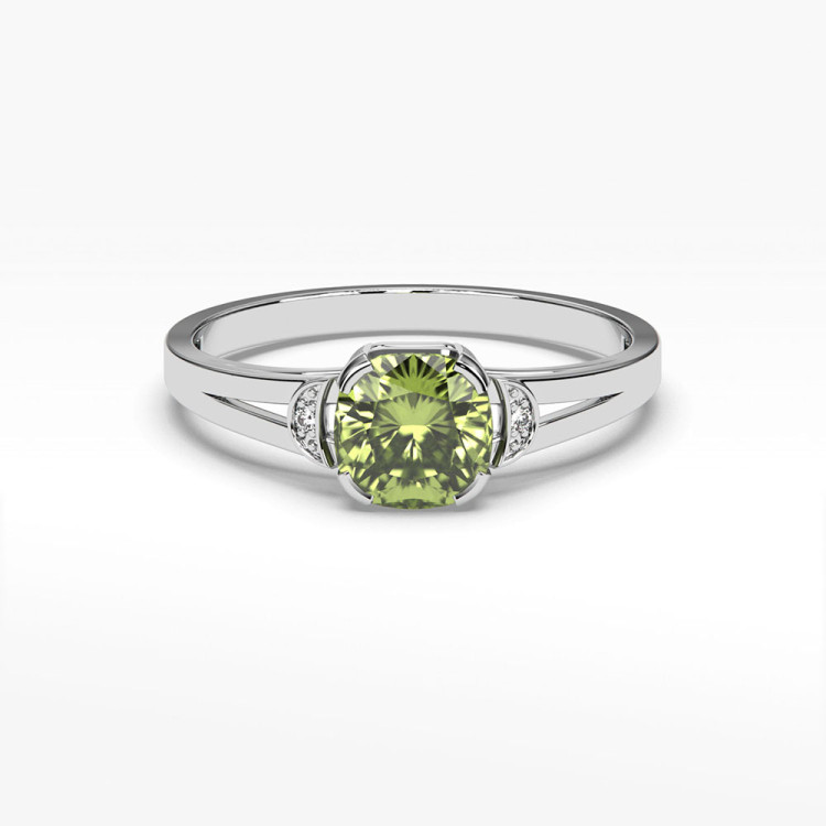 Pierścionek z białego złota z oliwinem - próba 585 1,01CT PV-041BO