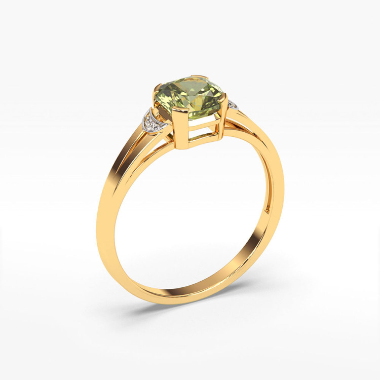Pierścionek z żółtego złota z oliwinem - próba 585 1,01CT PV-041AO