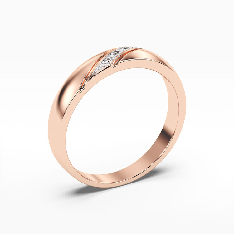 Pierścionek z różowego złota z diamentami  - próba 585 0,02CT PV-045C