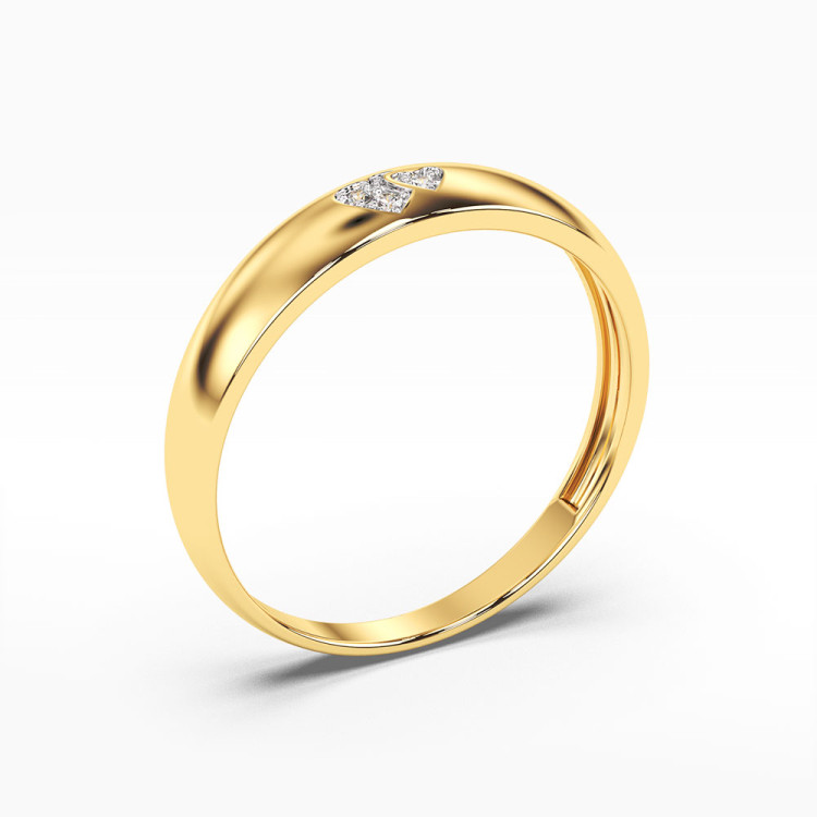 Pierścionek z żółtego złota z diamentami - próba 585 0,02CT PV-047A